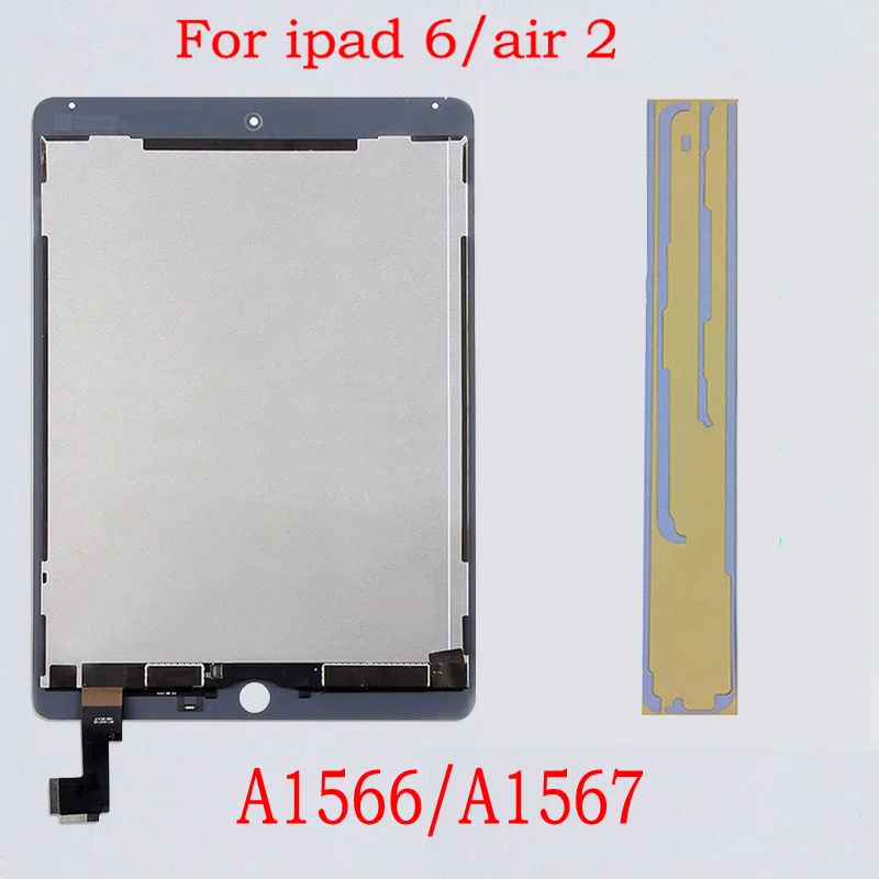 

New 9.7" For Apple Ipad Air 2 ipad 6 A1567 A1566 Lcd Display With Touch Screen Digitizer Panel Assembly Complete with adhesive