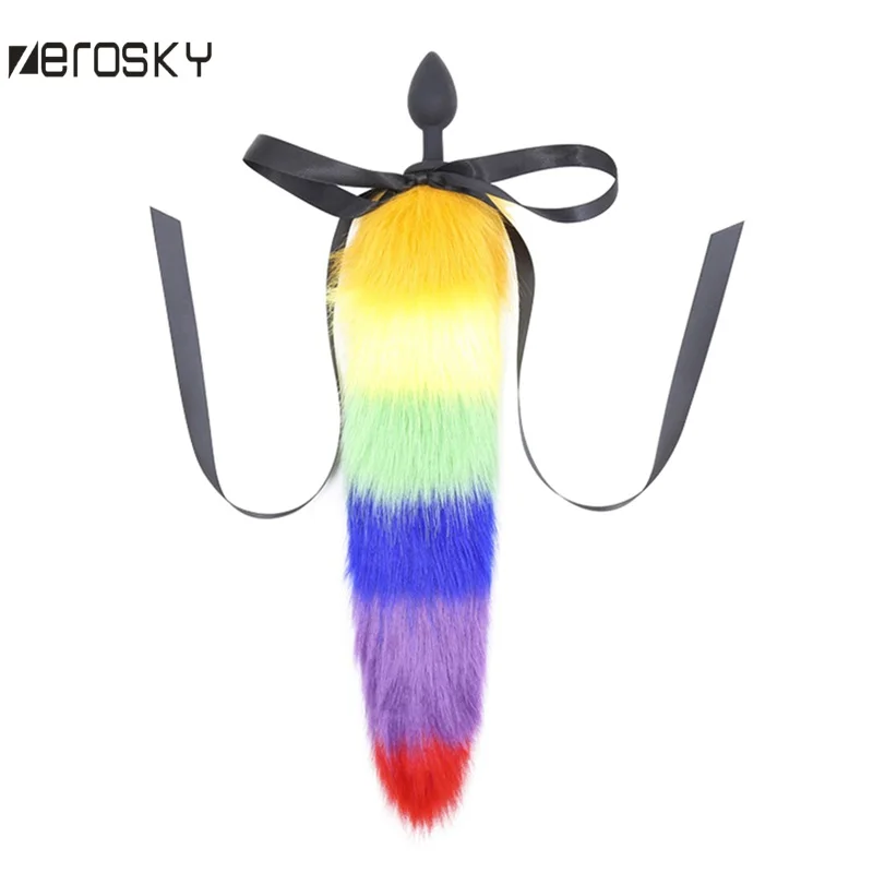 Zerosky Colorful Fox Tail Silicone Anal Plug Butt Adult Toys Sex For Woman |