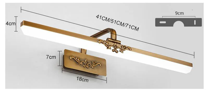 Espelho do Banheiro à Prova Luzes do Espelho do Armário Lâmpada de Parede de Luz 71 Lâmpada d' Água Retro Bronze Vanity Led 41 cm - 51 61 12 41 CM51 CM6171 CM Lâmpada Espelho Do