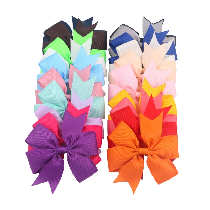 20 шт. детей разноцветный галстук бабочка шпилька девушка Головные уборы с бантом из ленты; зажим для волос, аксессуары для волос для