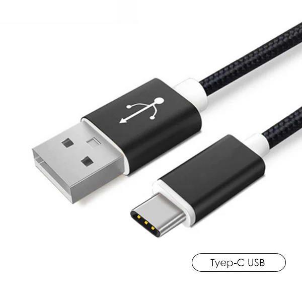 SUPTEC плетеный нейлоновый usb type C type-C кабель для зарядки и синхронизации данных для samsung S8 S9 Xiaomi 5/5S huawei P10 P20 USB-C зарядное устройство - Цвет: Black
