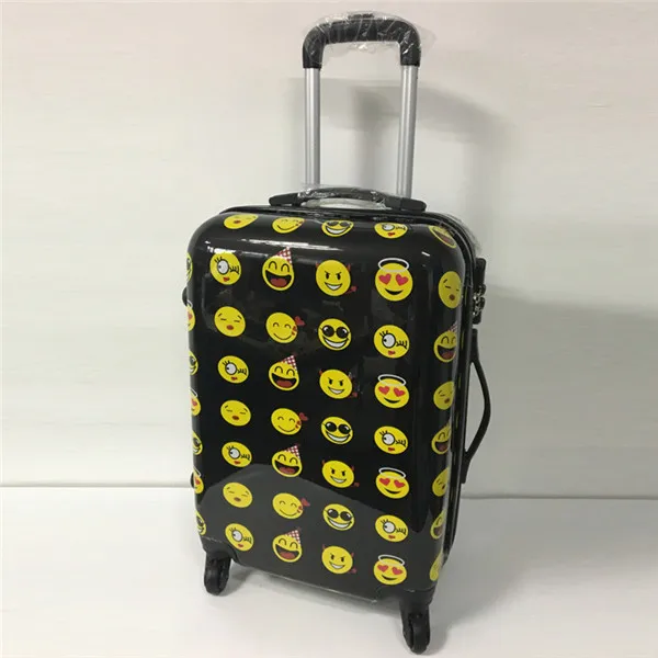 emoji ZYJ Дети Мультфильм Капитан Америка путешествия багаж на колёсиках Девушки Мужчины Женщины чемодан Carry On 2" 24" дюймов самолет-тележка багаж - Цвет: emoji