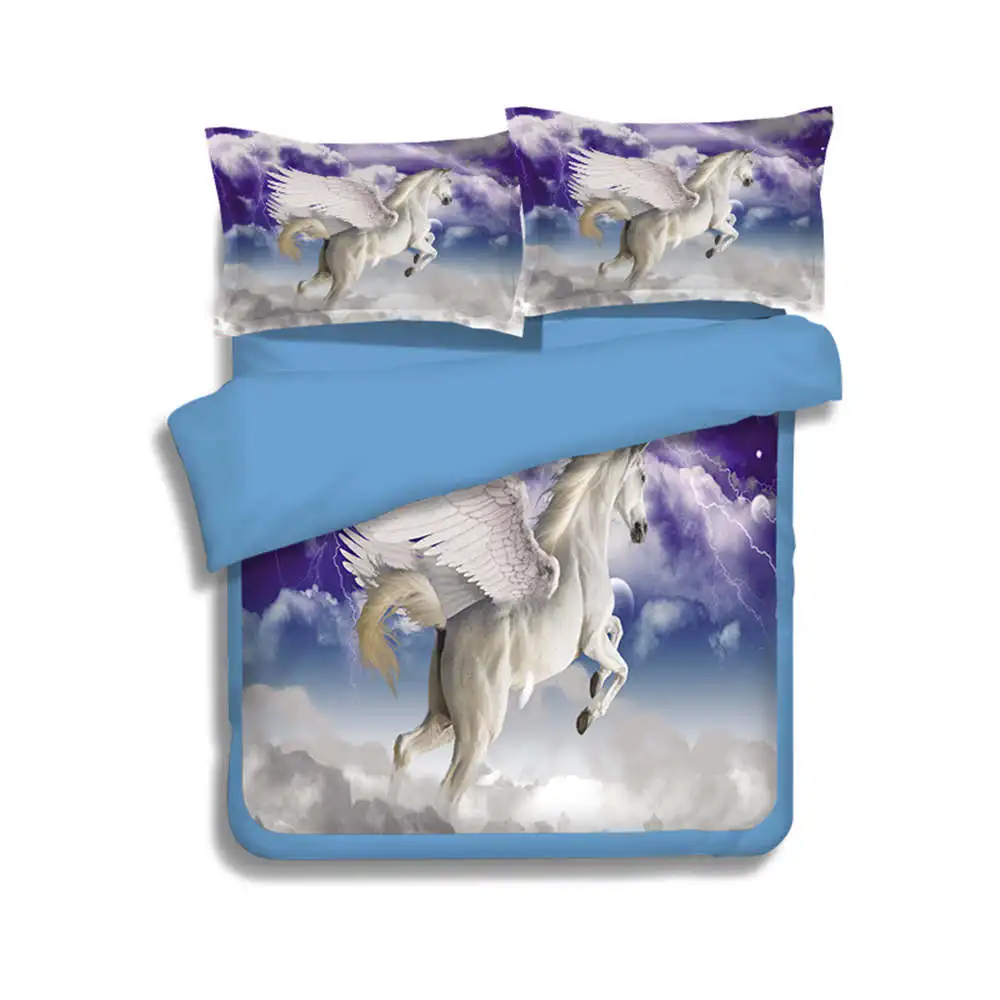 Комплекты постельного белья с 3D рисунком единорога лошадей животных стеганое