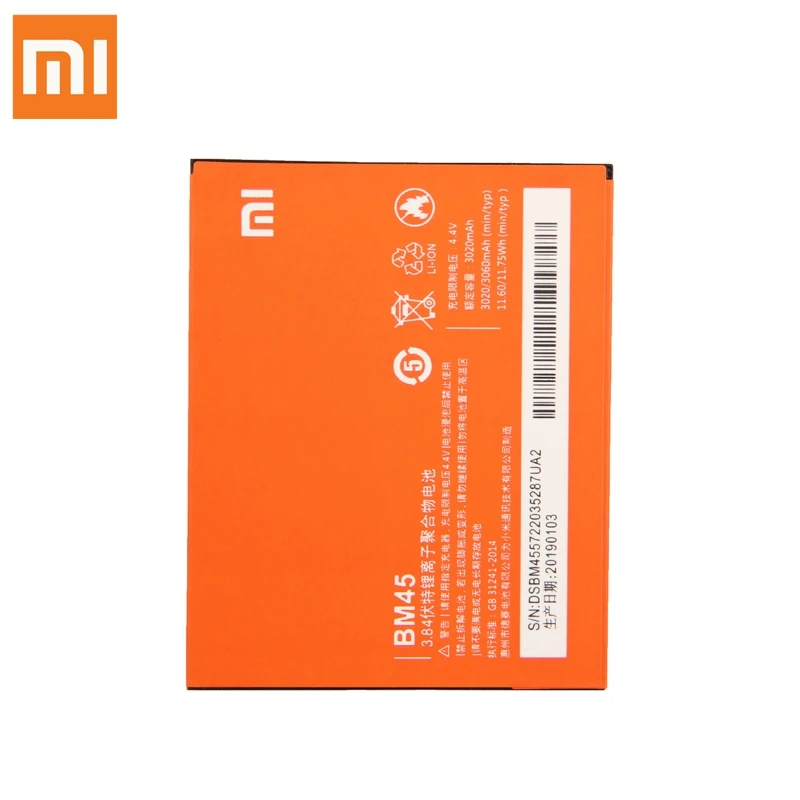 Сменный аккумулятор XIAO mi BM45 для Xiaomi mi Red mi Note 2 Redrice note2, Оригинальные аккумуляторы для телефонов 3060 мА/ч