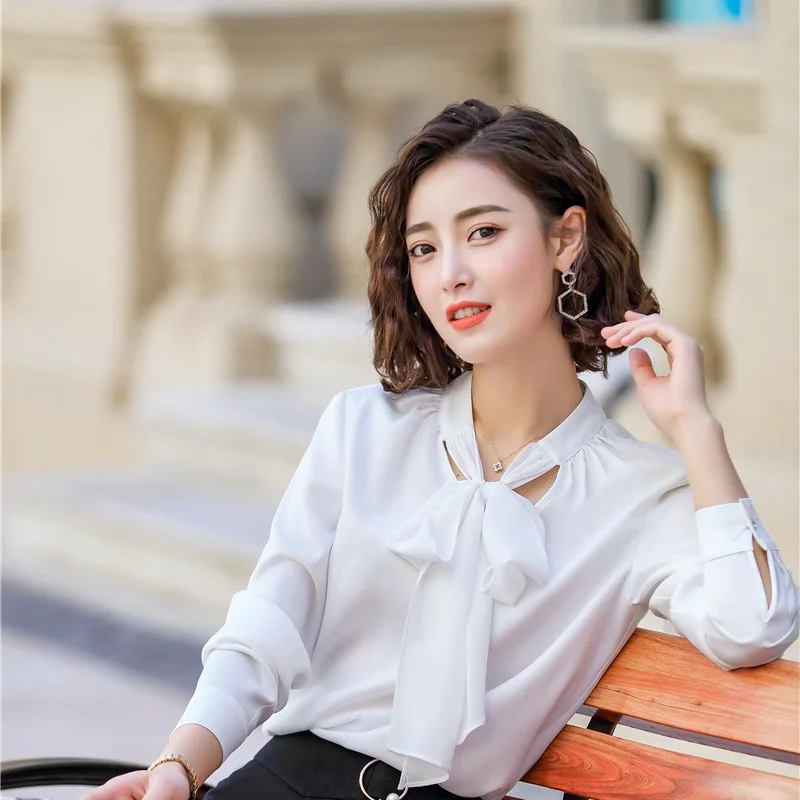 Novedad blusas y camisas blancas de manga larga Primavera Verano 2019 para Mujeres de Negocios Ropa de Tops ropa|Blusas y camisas| - AliExpress