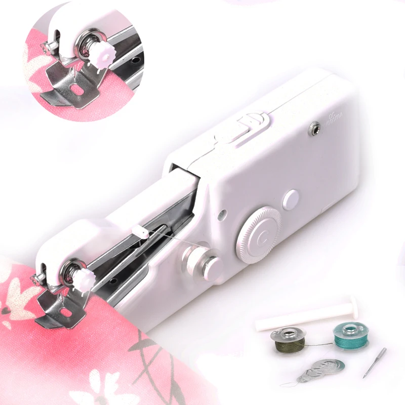 

2017 NeedleWork Mini Sewing Machine Portable Hand Sewing Machine Clothes Fabrics Electric Overlock Sewing Up Bobbine Naaimachine