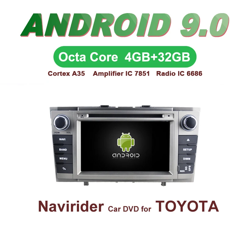Android 9.0 octa core 4GB RAM car dvd player for TOYOTA AVENSIS 2008-2013 ips touch screen head units tape recorder radio gps