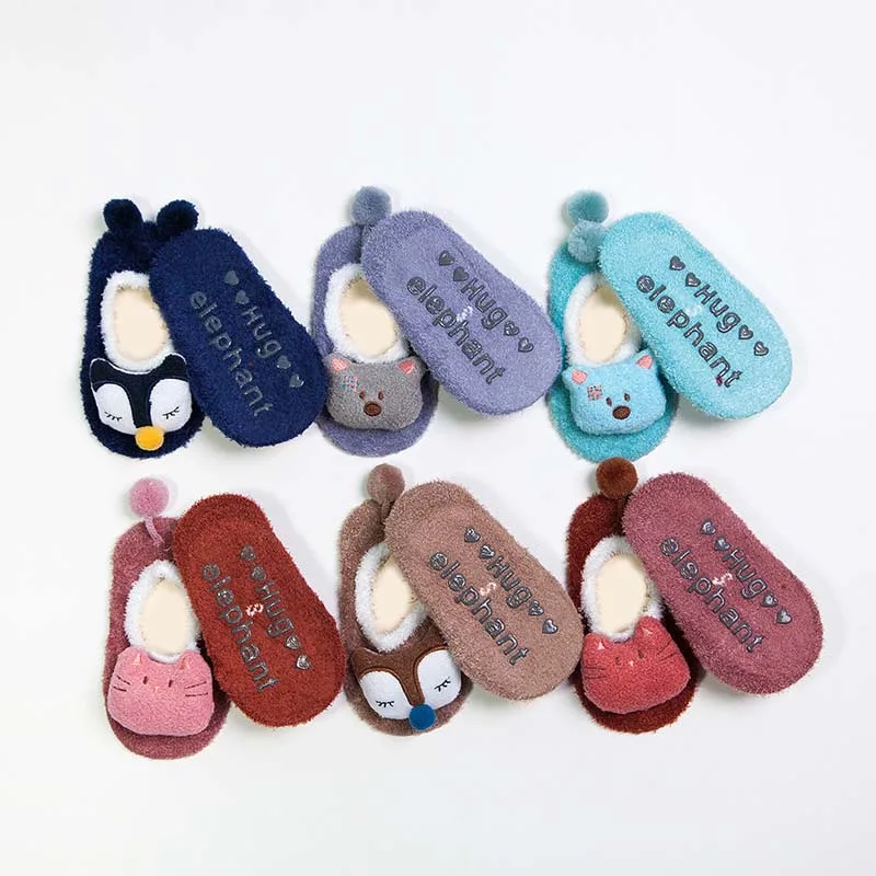 

Autumn Winter Newborn Baby Socks Soft Coral Fleece Sokken Fox Animal Pattern Baby Girl Boy Cartoon Meia Anti Slip Socks