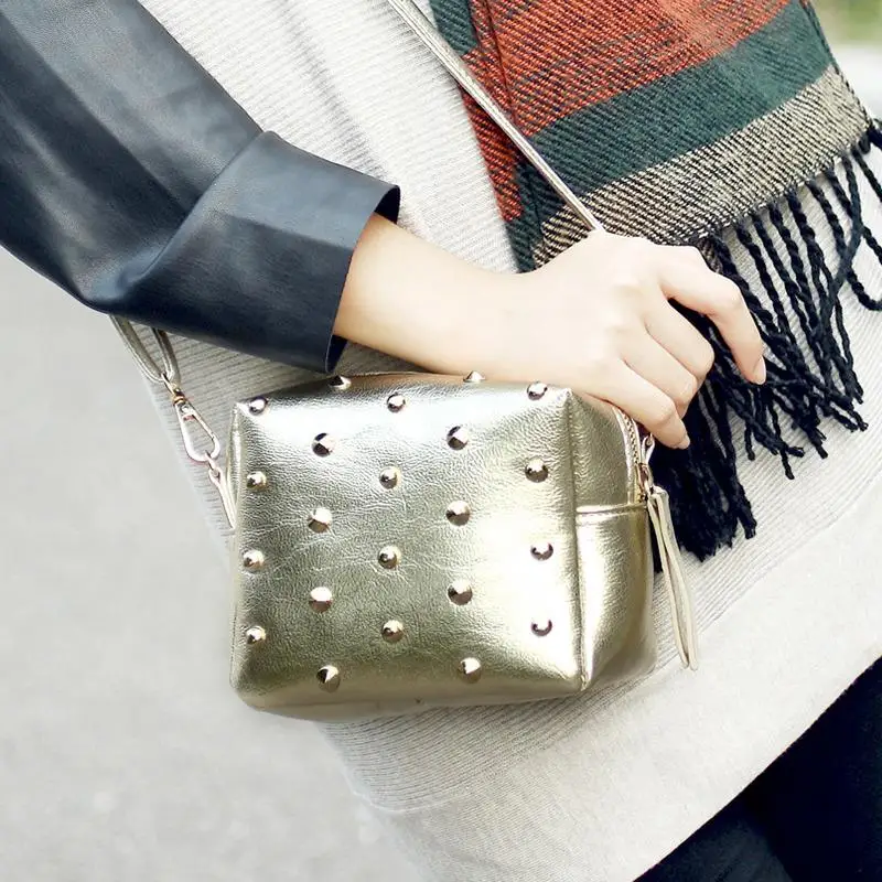 Bolish برشام النساء أكياس الأزياء حقيبة معدنية الشرير البسيطة Crossbody حقيبة/المرأة حقيبة ساعي كبيرة بما يكفي لفون 6