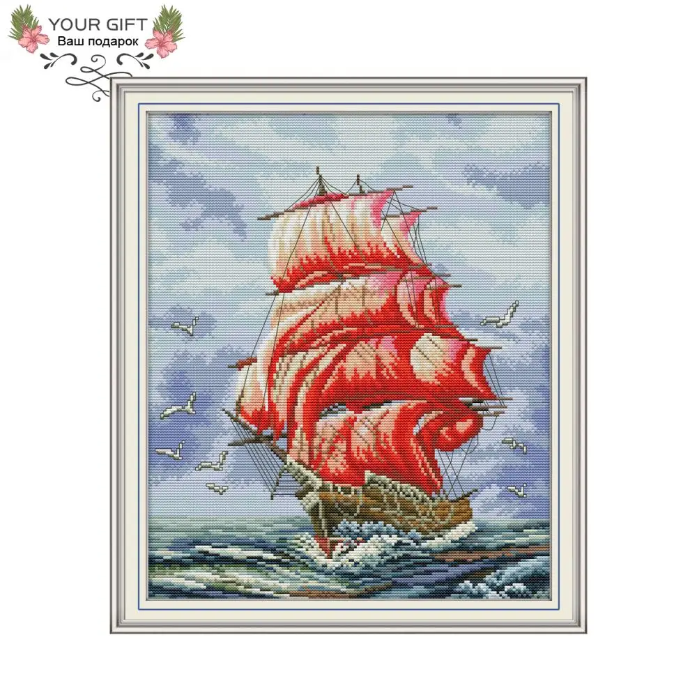

Joy Sunday FA009 Everything Goes Smoothly 14CT 11CT Counted and Stamped Everything Goes Smoothly Sailing Cross Stitch Kits