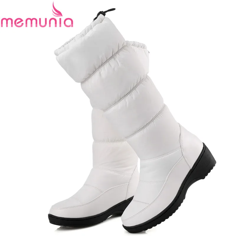 MEMUNIA NEW 2017 Fashion Keep Warm Knee High Snow Boots Round Toe Soft Leather Warm Down