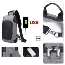 Для мужчин USB Зарядное устройство Порты и разъёмы нагрудная сумка Анти-кражи сумка с ремнем через плечо сумка