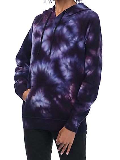 Одежда высшего качества женские 100% хлопок Фиолетовый Tie Dye пуловер, худи, свитер США Размеры M, XL