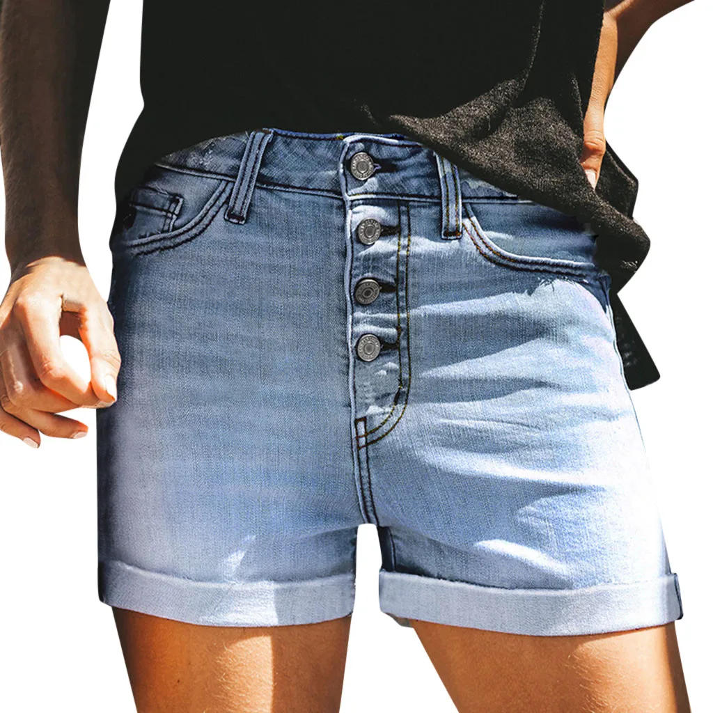 JAYCOSIN Blue Crimping Denim Shorts For Women 2019 Summer Trendy Slim Casual Womens Mid Waist Ladies dropshipping 618W | Женская одежда