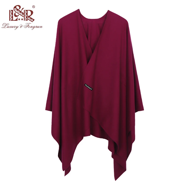 Kopen 2018 Nieuwe Mode Kasjmier Winter Vrouwen Poncho Sjaals Vrouwen Effen Sjaal Cape Foulard Femme Pashmina Vrouwelijke Bufanda Mujer Sjaal