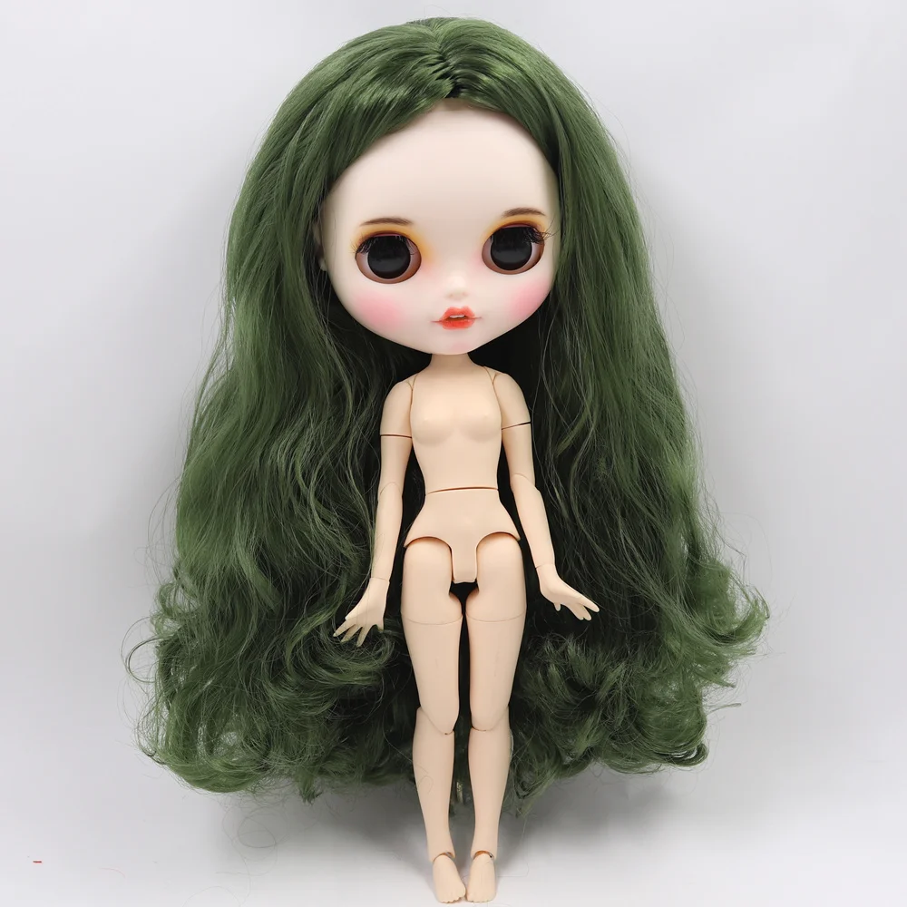 Ледяной обнаженный Blyth кукла для серии № BL4299 зеленые волосы открытый рот с зубами резные губы матовое лицо соединение тела 1/6 bjd