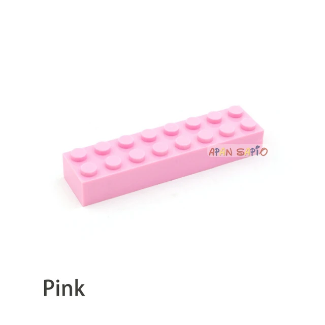 20pcs DIY Building Blocks Thick 2x8 Dots Educational Creative Toys for Children Figures Plastic Bricks Size Compatible With 3007 Pink 20pcs