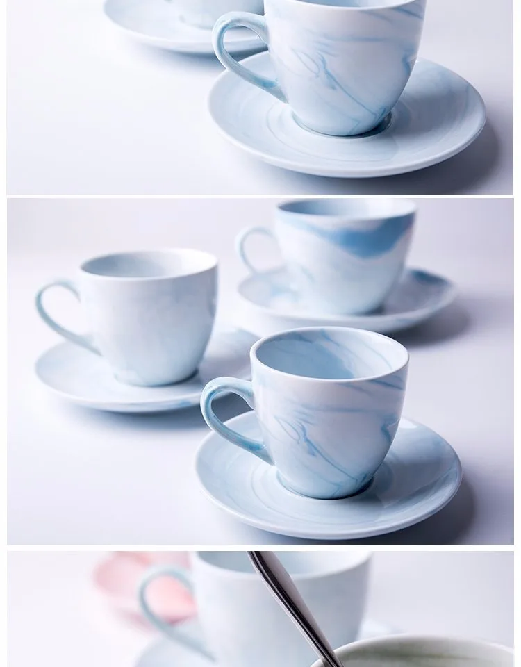 1 шт., современный минималистичный мраморный керамический кофейный набор, фарфоровая чайная чашка и блюдце, набор для подарка, синий/зеленый/розовый