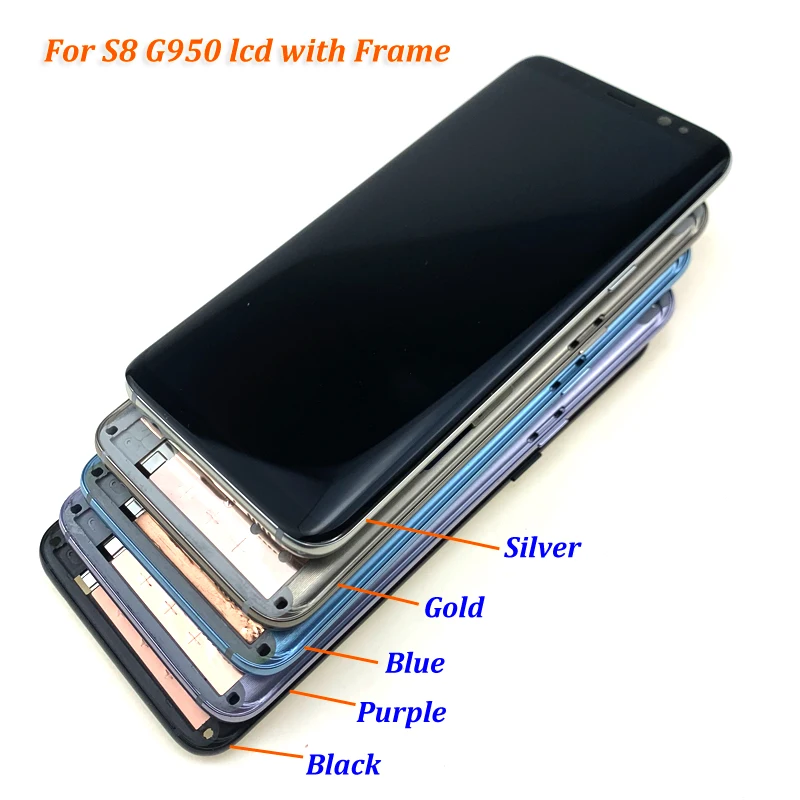 S8 AMOLED ЖК-дисплей для samsung Galaxy S8 Plus G950F G955F ЖК-дисплей с рамкой сенсорный экран сборка Замена ЖК-дисплей фиолетовый/B