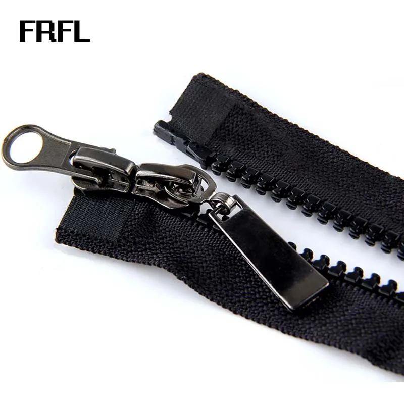 

5 pcs 80cm 5# Black double zipper sliders Resin Zipper Down Jacket /Overcoat Zipper Open end Zipper Clothing Accessories