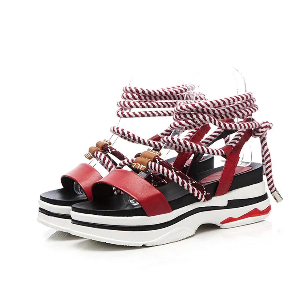 red 2018 forme Style Femme Sandales La Véritable Noir Nouvelle Plat Plate Femmes Chaussures À En Casual Sneaker Bride Mode Smirnova D'été Cuir Cheville BTSwqdq