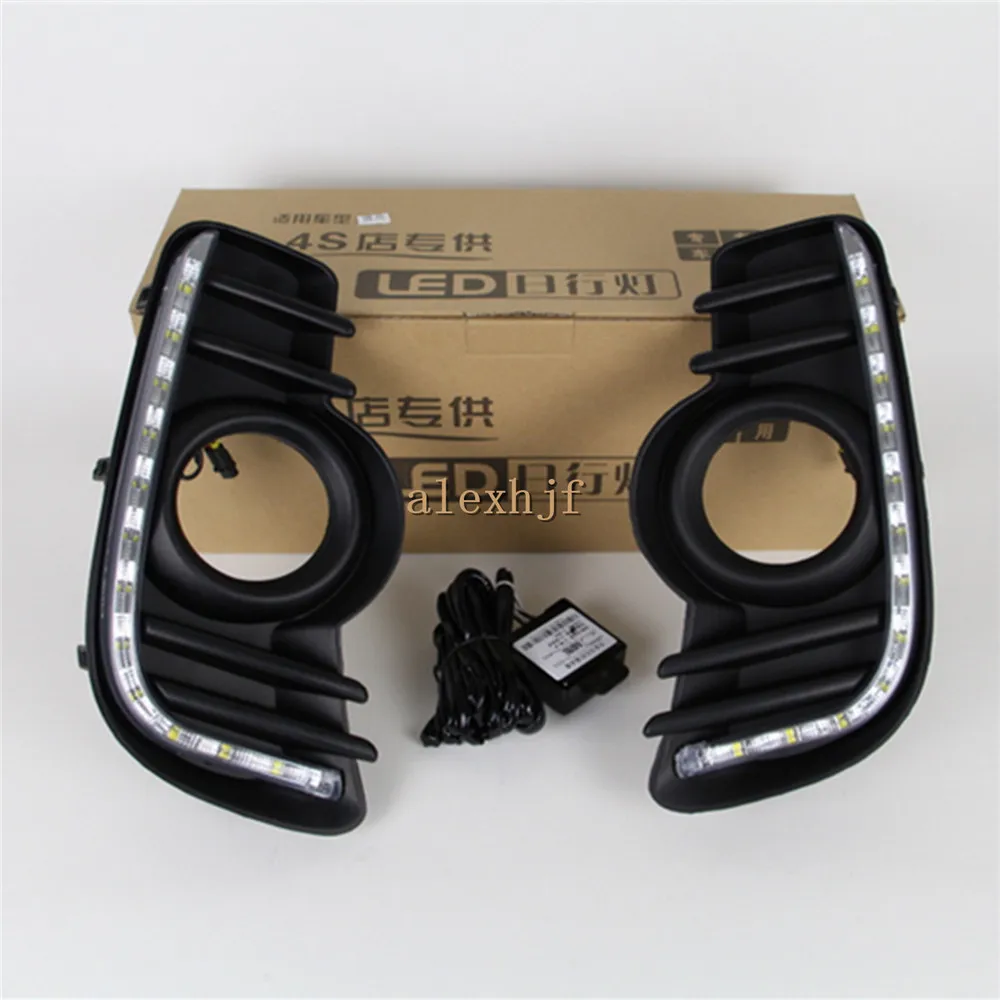 

July King LED Daytime Running Lights Case for Perodua Myvi 2013~14, LED DRL With Fog Lamp Cover, LED Fog Lamp 1:1 Replacement