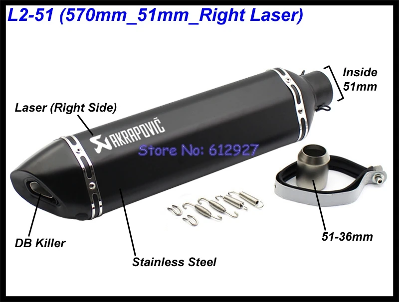 Entrada 51mm 61mm Akrapovic motocicleta tubo de Escape silenciador motocicleta Escape de Escape lado derecho e izquierdo marcado láser
