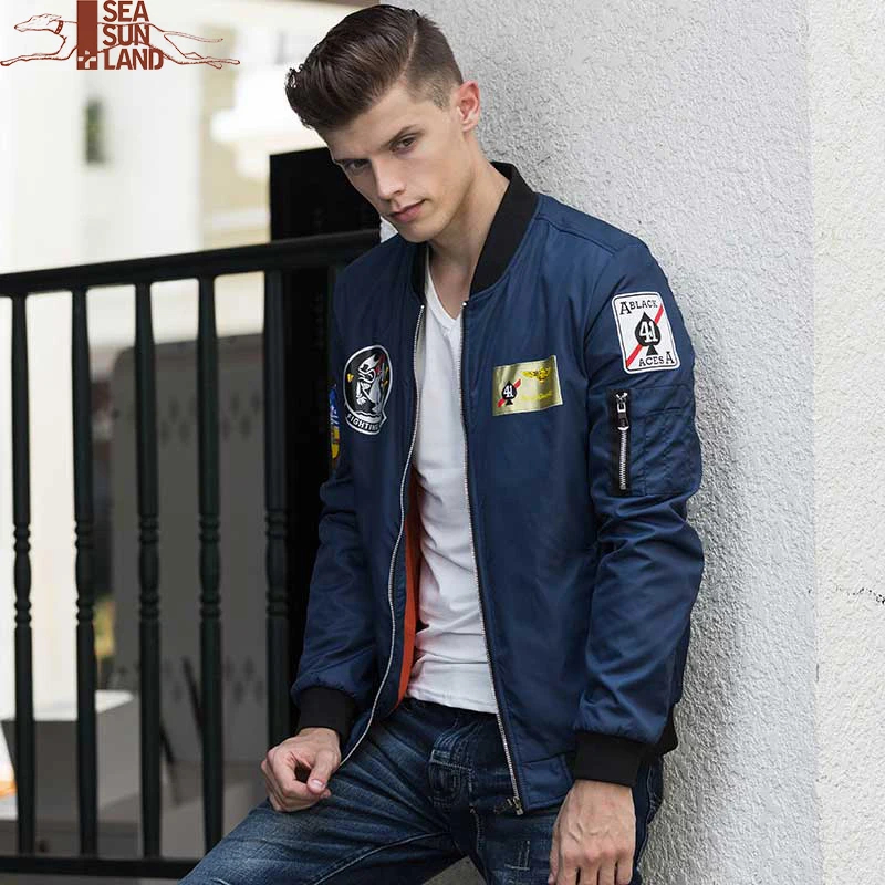 SeaSunLand Pilot Air Force Men Army Clothing Bomber Jacket