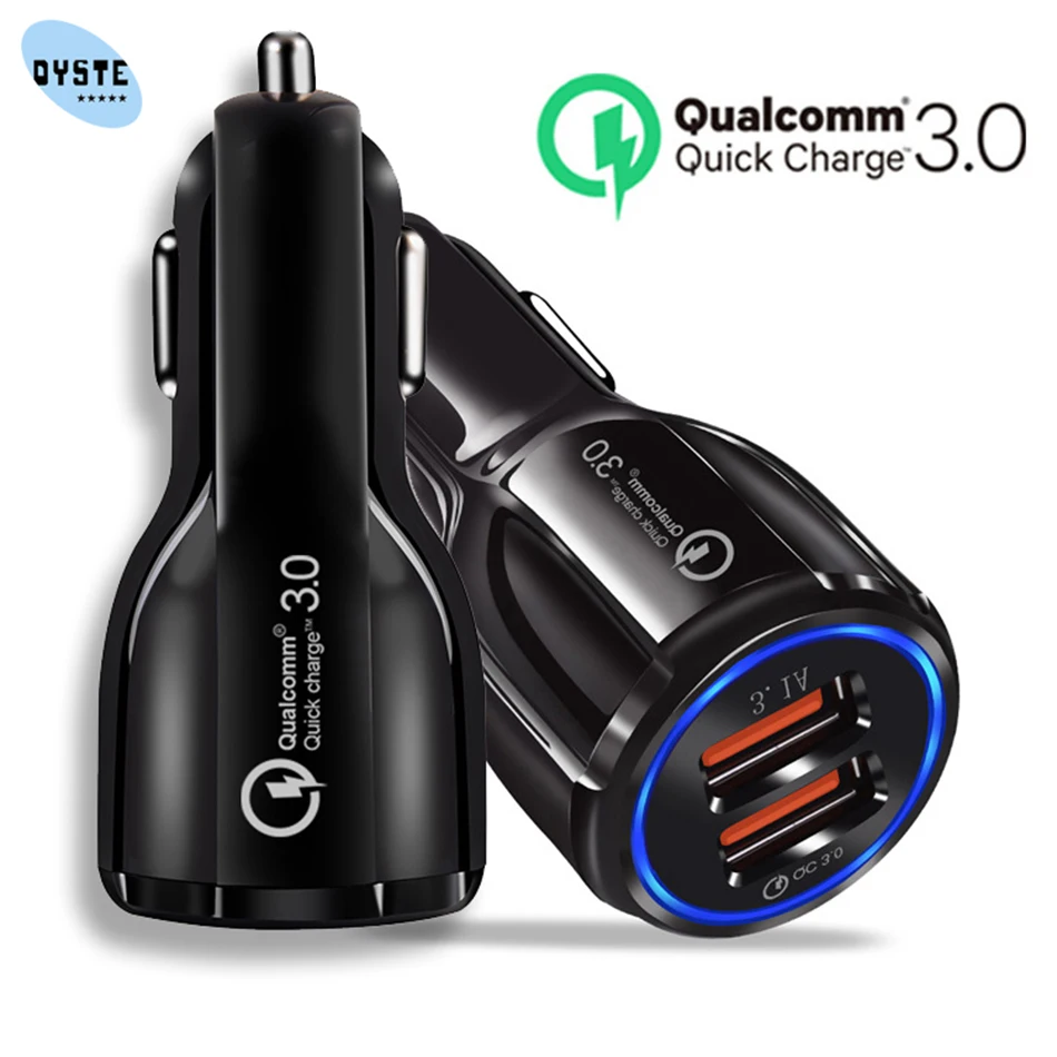 

Quick Charge 3.0 Car Charger For Mobile Phone Dual USB Car Charger Qualcomm QC 3.0 Fast Car Charging Adapter Mini USB Autolader