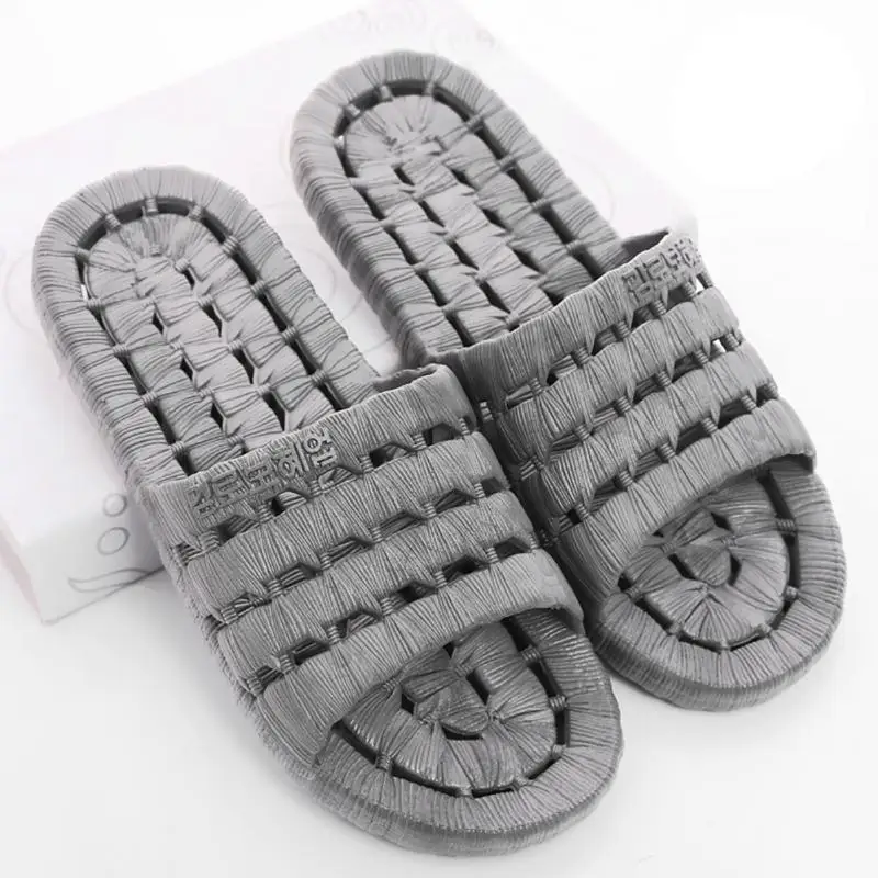 

Men PVC Home Flat Shower Slippers Summer Sandals Non-slip Indoor Shoes Beach Shoes in 3 Colors