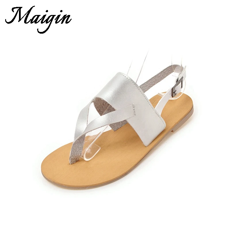 Maigin Flat Gladiator Sandals Women Clip Toe Women Sandals 2018 New Fashion Buckle Strap Beach Shoes Comfy Footwear Summer Shoes