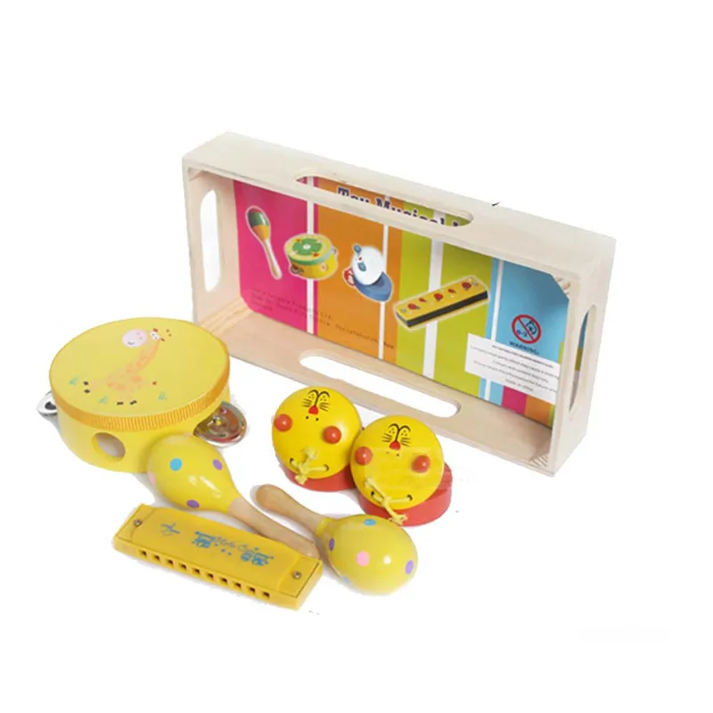 4Pcs Baby Toy Musical Instrument Kit Infants Wooden instruments Set