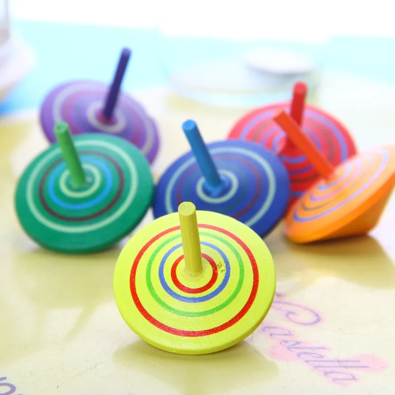 

Mini Cartoon colored Wooden Spinning Toy Wood Gyro Classic Toy Learning Educational Toys for above 3Y Kids 5 Pcs/Set