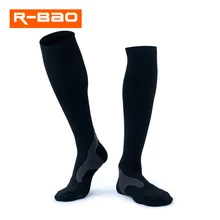 R-BAO черные длинные носки высокого качества для занятий спортом на открытом воздухе, носки для велоспорта, марафона, бега, компрессионные махровые носки, четыре сезона