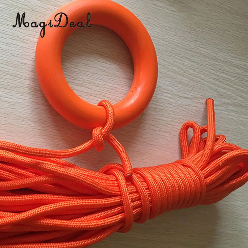 MagiDeal Rubber Round Floating Ring Float Buoy for Water Sports Sailing Boating Swimming Life Saving Rope Cord