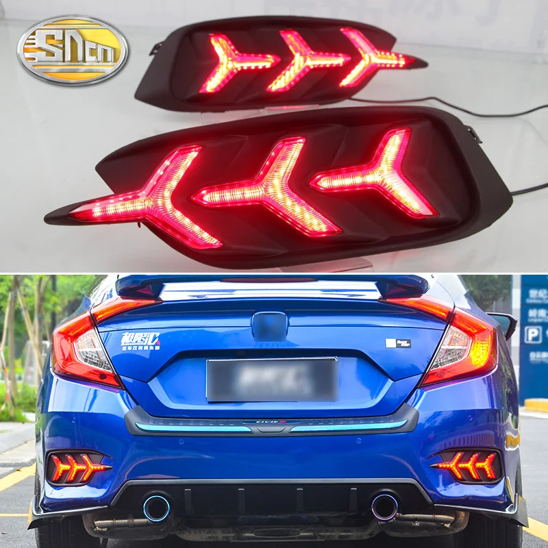 

SNCN Multi-functions Car LED Rear Fog Lamp Bumper Light Flowing Turn Signal Light Brake Light For Honda Civic 2016 2017 2018