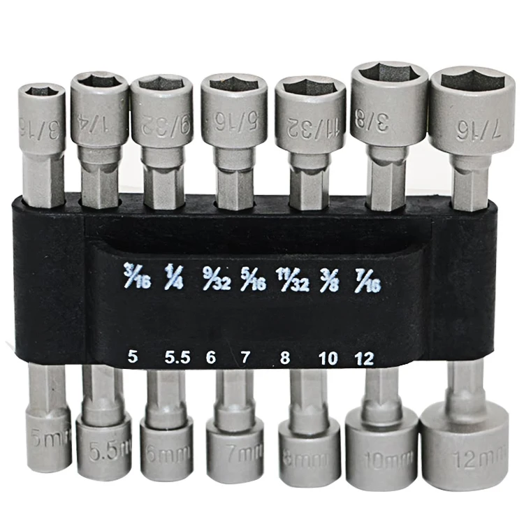 14pc Power Nut Driver Set Black Case Dual Metric & Standard Sae 1/4