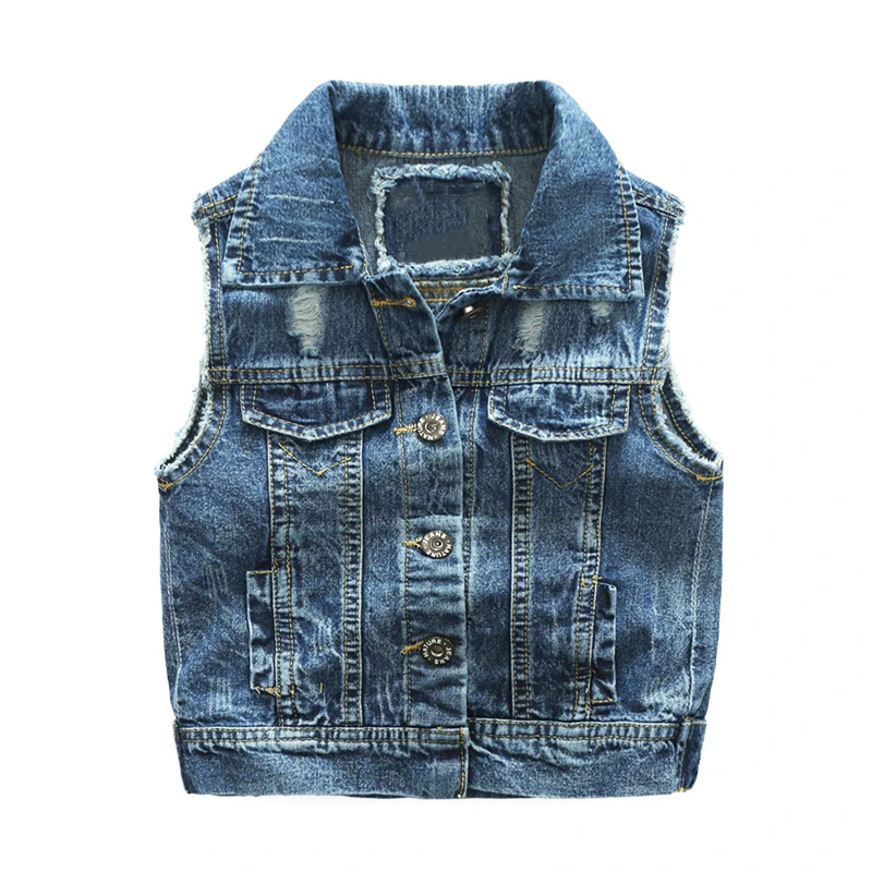 New children Boy Denim Vest Spring Autumn Broken Hole Style Kids Waistcoat Clothes Bebe Jeans Jacket For 2-7T Outerwear