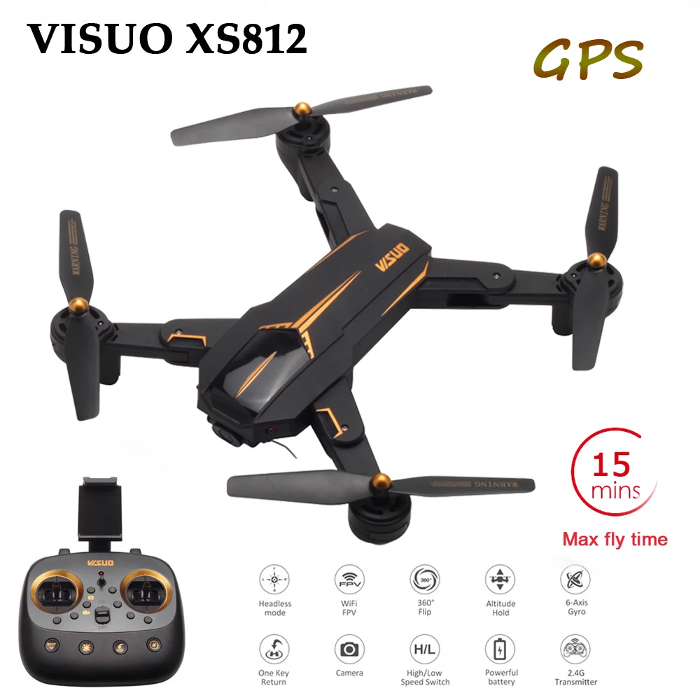 VISUO XS812 Foldable GPS RC Drone with 2MP/5MP Camera 5G WiFi GPS Positoning RC Helicopter Altitude Hold Quadcopter