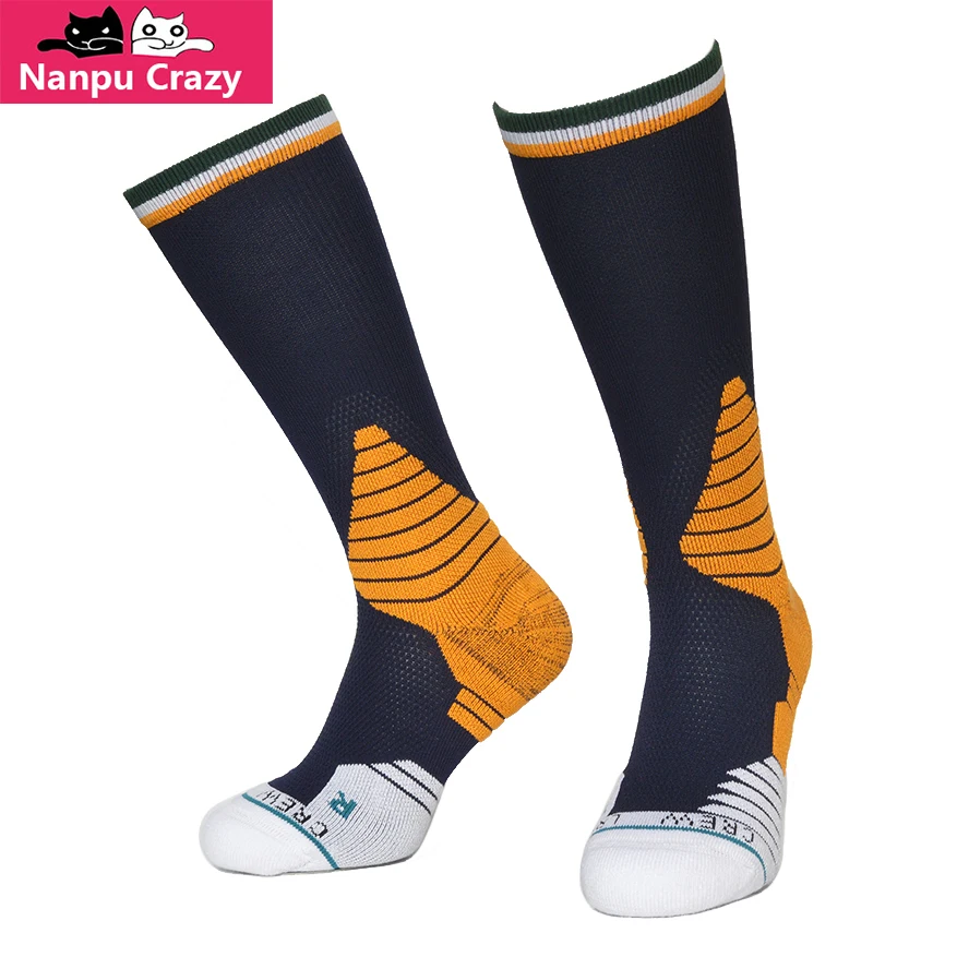 

Socks Men Basketball Sock Utah Malone Black Yellow Skate Socks Men Terry Anti-friction Compression Non-slip Nakefit Crew Sock