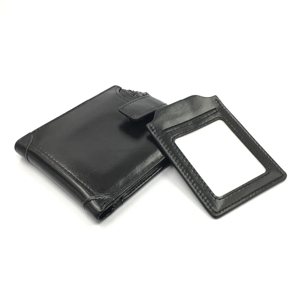 100% genuine leather wallet premium product real cowhide wallets short black wallet  (3)
