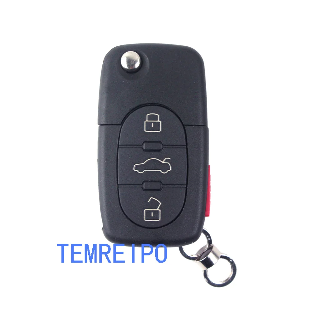 

10pcs/lot 3+1 Button Replacement Flip blank cover Case For Vol kswagen remote folding key shell blank uncut blade