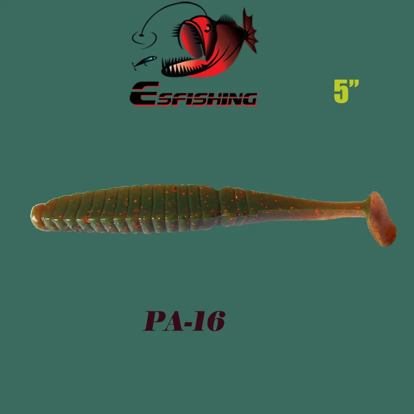 Рыболовная приманка, мягкий хвост, блеск, 4 шт., 12,5 см/15,5 г, Esfishing Worm Stagger, 5 дюймов, Swimbait, приманка, Спиннер, карп, форель окунь - Цвет: PA16