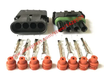 

10 Set 4 Pin 12010974 12010974 Female Male Weather Pack Electrical Wire 2.5 Connector Plug Sealed Wiring Automobile Connectors