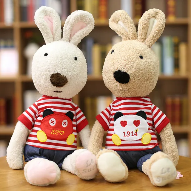 1 Pair Cute Wedding Couple Bunny Rabbits Plush Dolls Soft Stuffed Animals Toys for Children Girls Wedding Valentine's Gifts