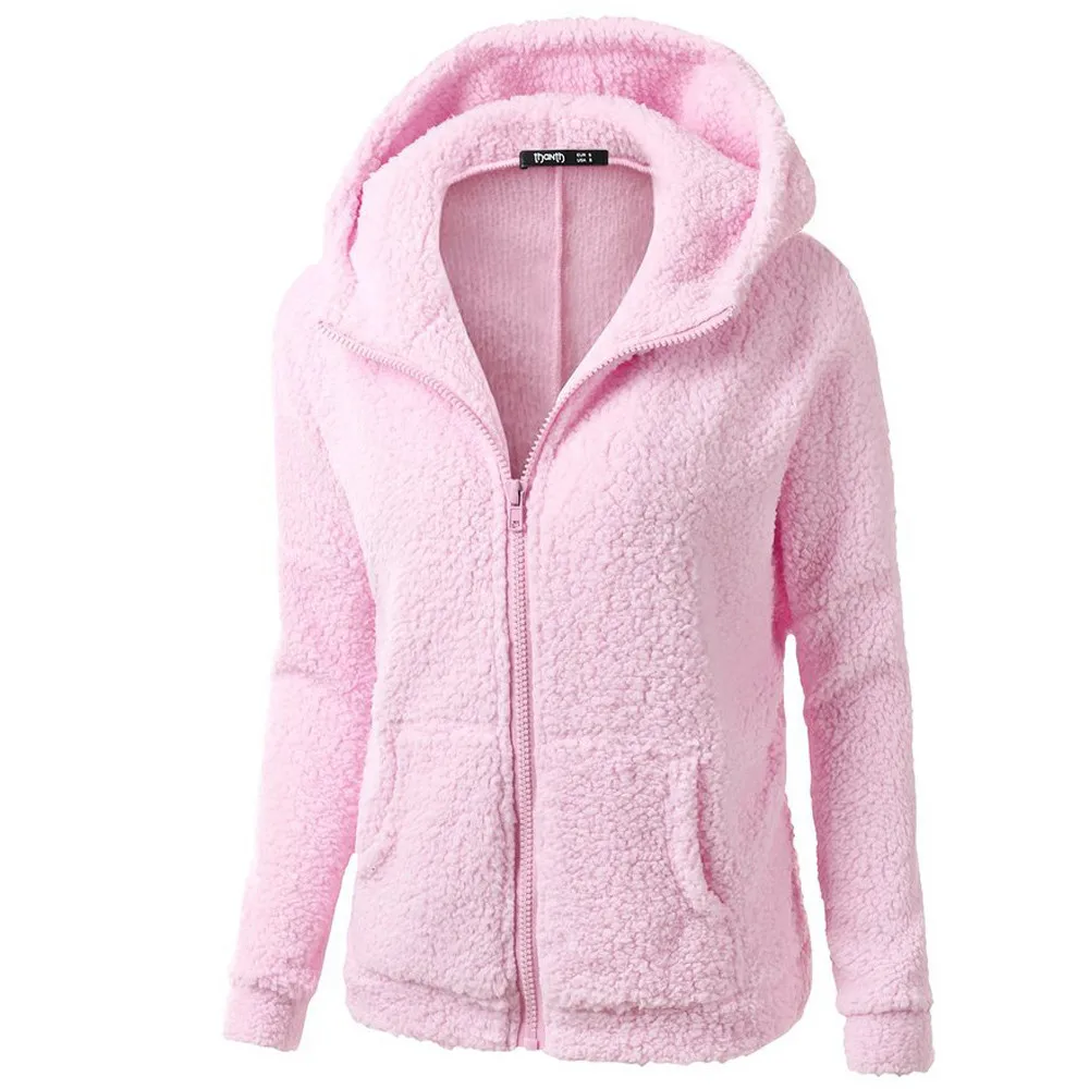 

Women Winter Zipper sloid Coat Wool Warm Hooded high quality Cotton Outwear Casual pocket casual daily Party plus size warm hot