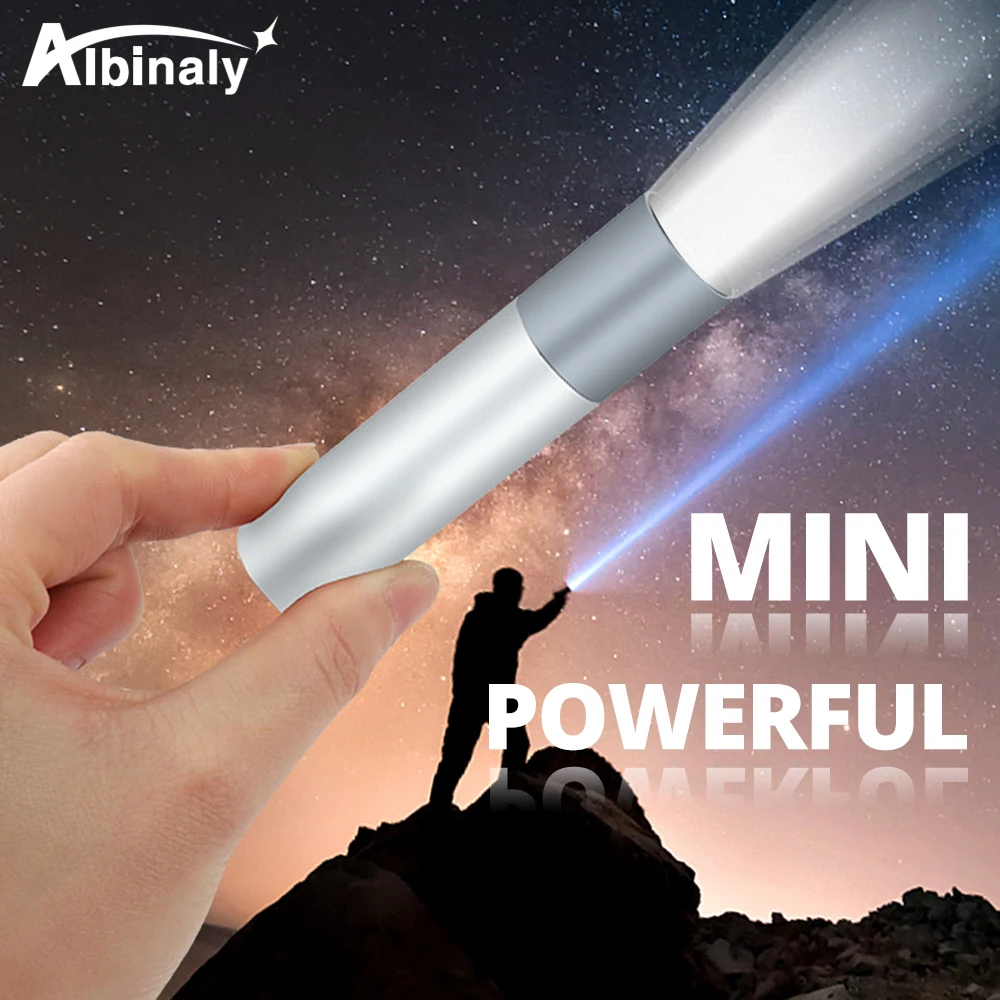 

USB Rechargeable Simple creative LED Flashlight Aluminum alloy focus 3 lighting modes 200 meters illumination distance