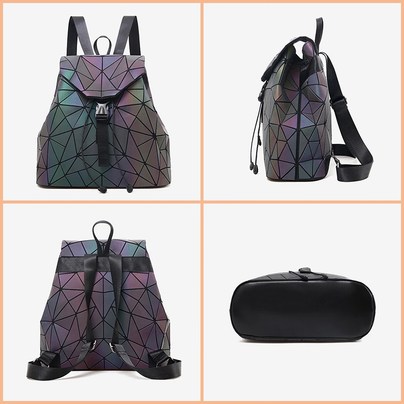 Nevenka Luminoso Zaino di Cuoio Delle Donne Geometrica Zaini Reticolo Del  Diamante Coulisse Zaini Olografica Dello Zaino Della Borsa Della  2018|Backpacks| - AliExpress