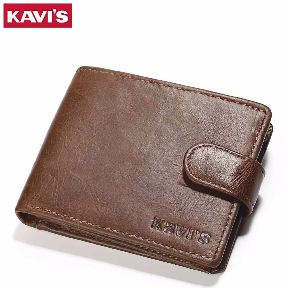 KAVIS Genuine Leather Wallet Men Small Coin Purse Male Cuzdan Walet Portomonee Mini Slim Perse PORTFOLIO
