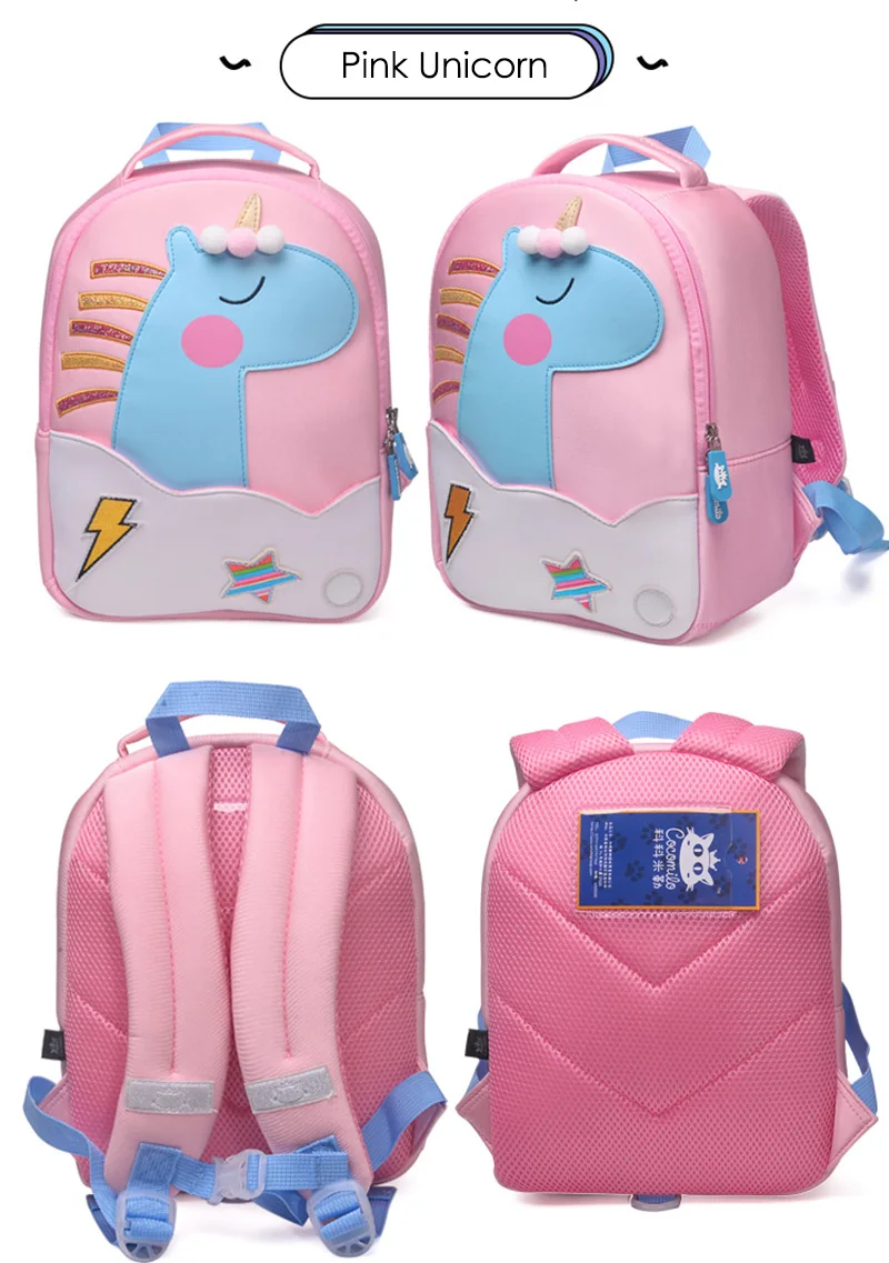 Модные черные и розовые школьные сумки для девочек и мальчиков с изображением милых животных; водонепроницаемые детские рюкзаки; детская сумка; Mochila Infantil